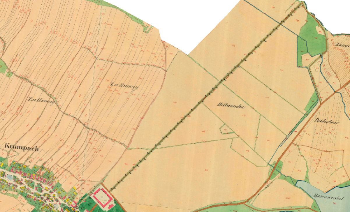 Výřez mapy - Tereziánský katastr